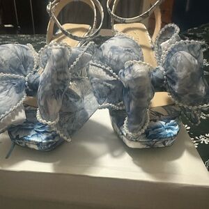 Blue by Betsey Johnson Floral Heels with Bows
